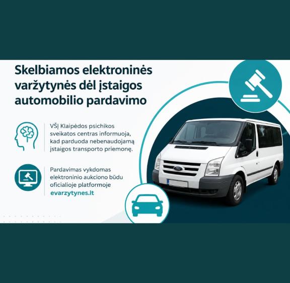 Skelbiamos elektroninės varžytynės dėl įstaigos automobilio pardavimo