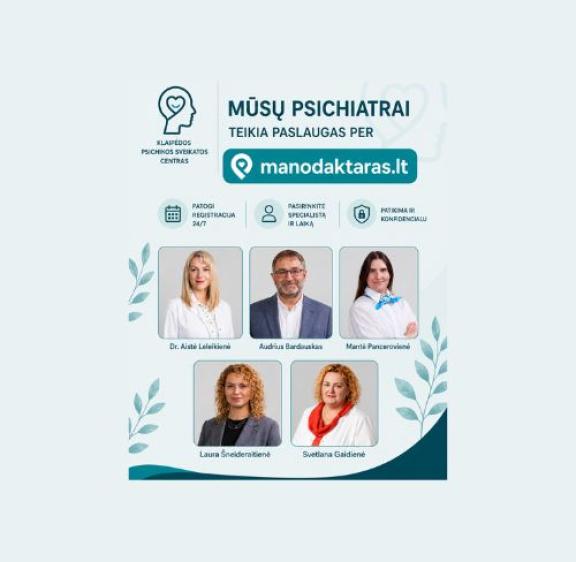 Pas mūsų centro psichiatrus galite registruotis ir internetu per manodaktaras.lt